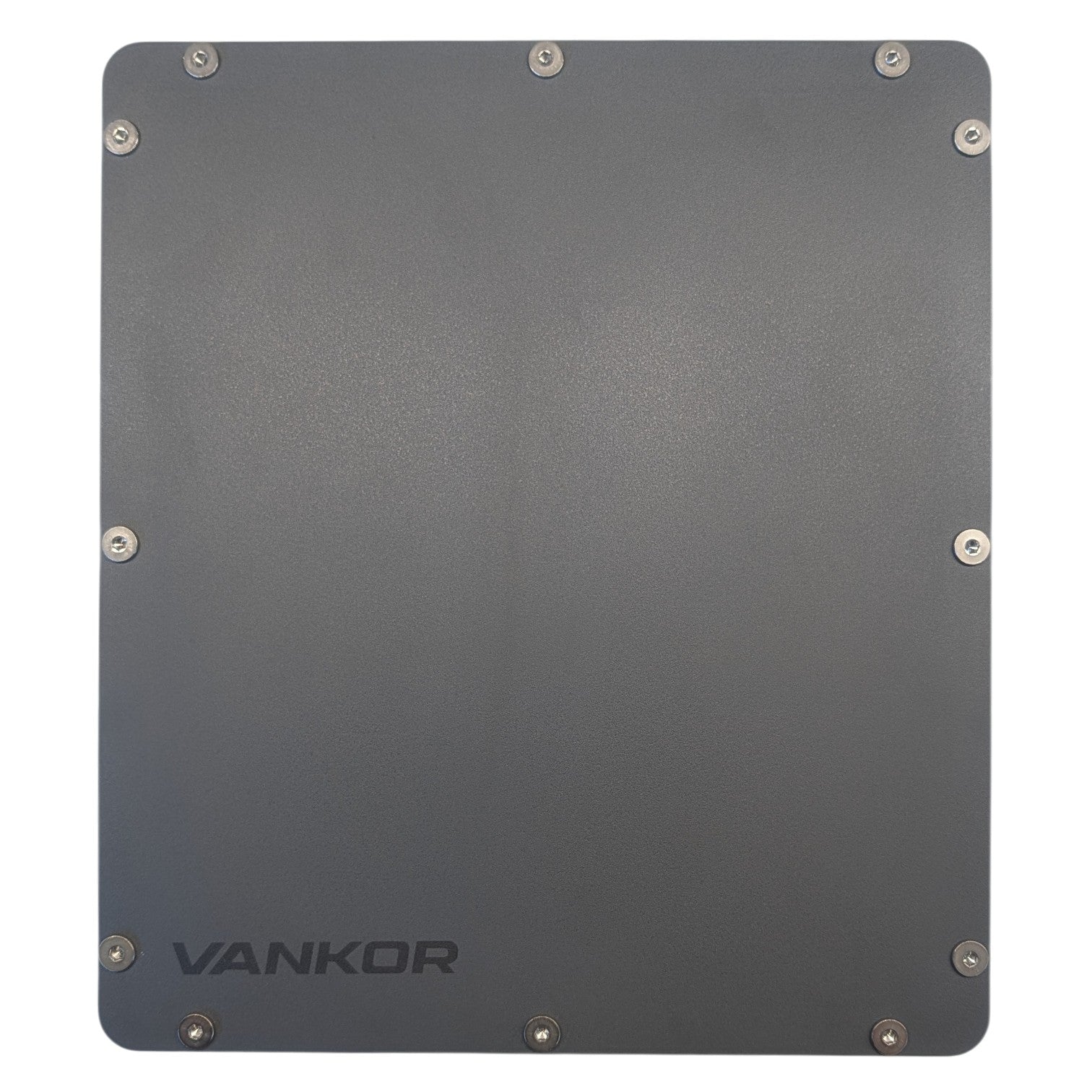 Starlink Mini Roof Rack Mount — cast aluminium frame with VANKOR branding and handle, top view