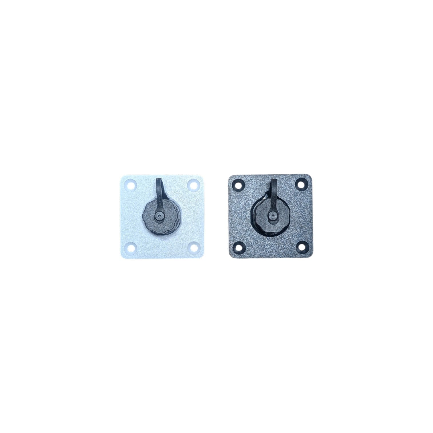 Starlink Waterproof Passthrough Mounting Plate — white and black variants front view