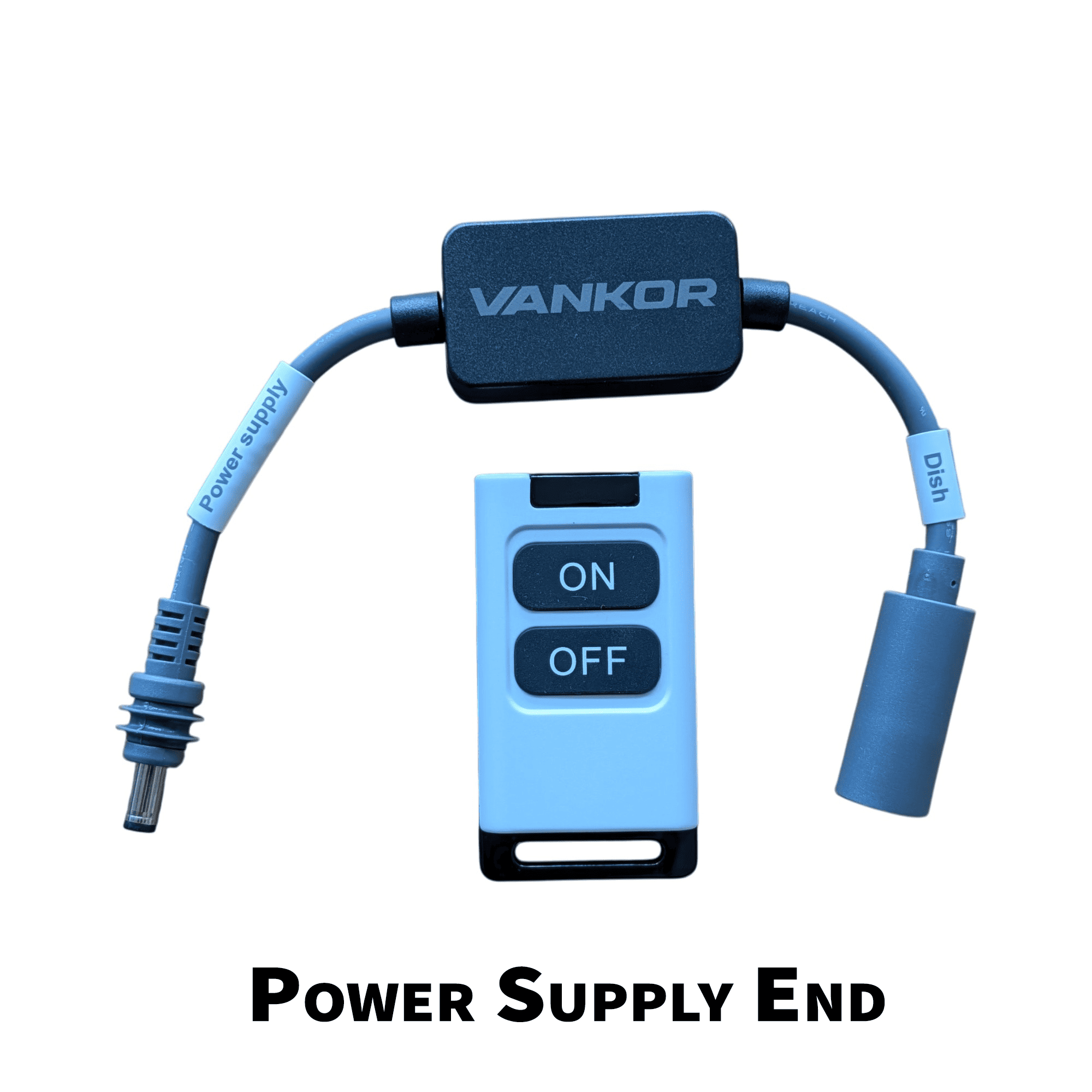 VANKOR Starlink Mini remote switch — inline unit and wireless fob, power-supply-end plug