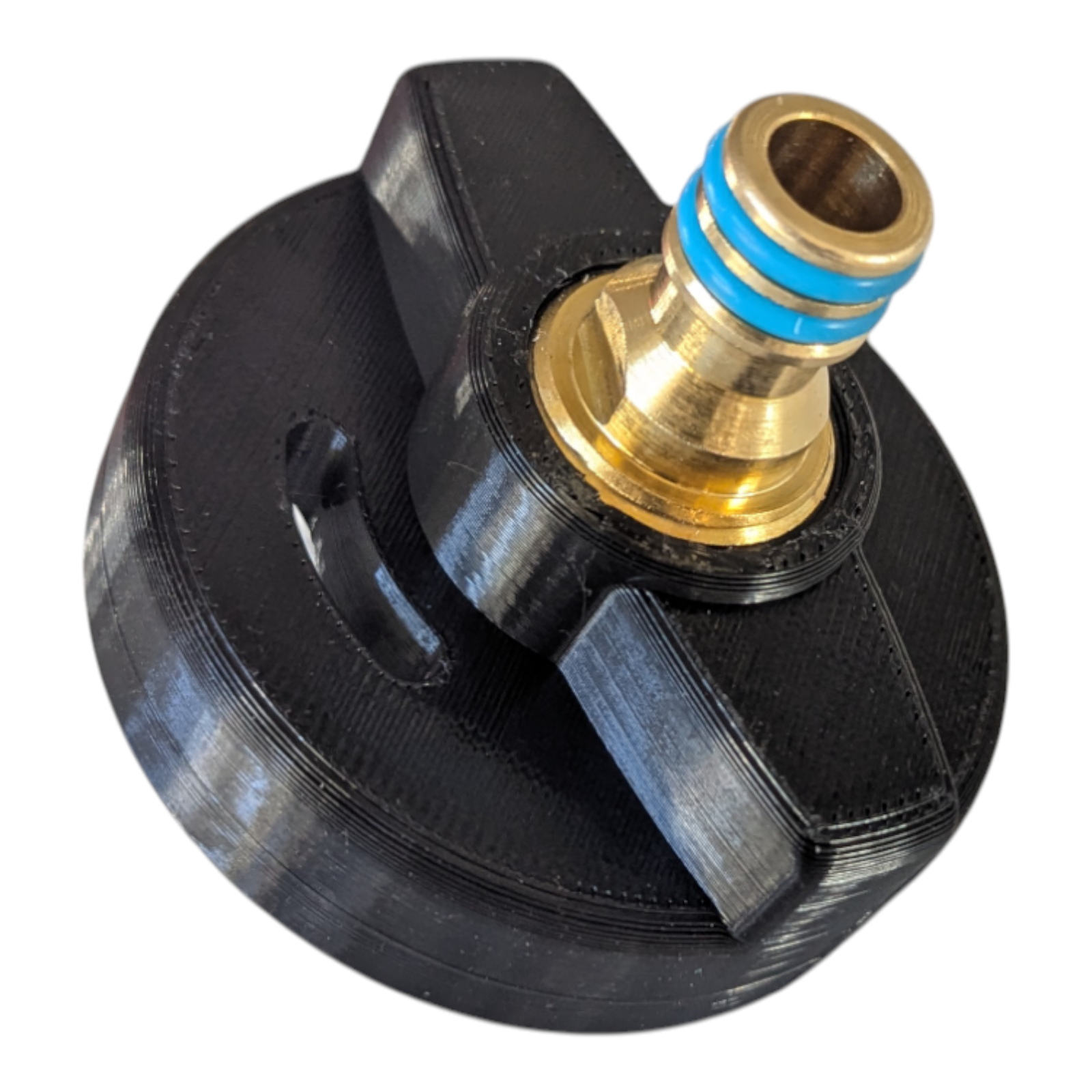 VANKOR water tank filler cap with brass click-on hose fitting, to suit Seaflo lockable inlets