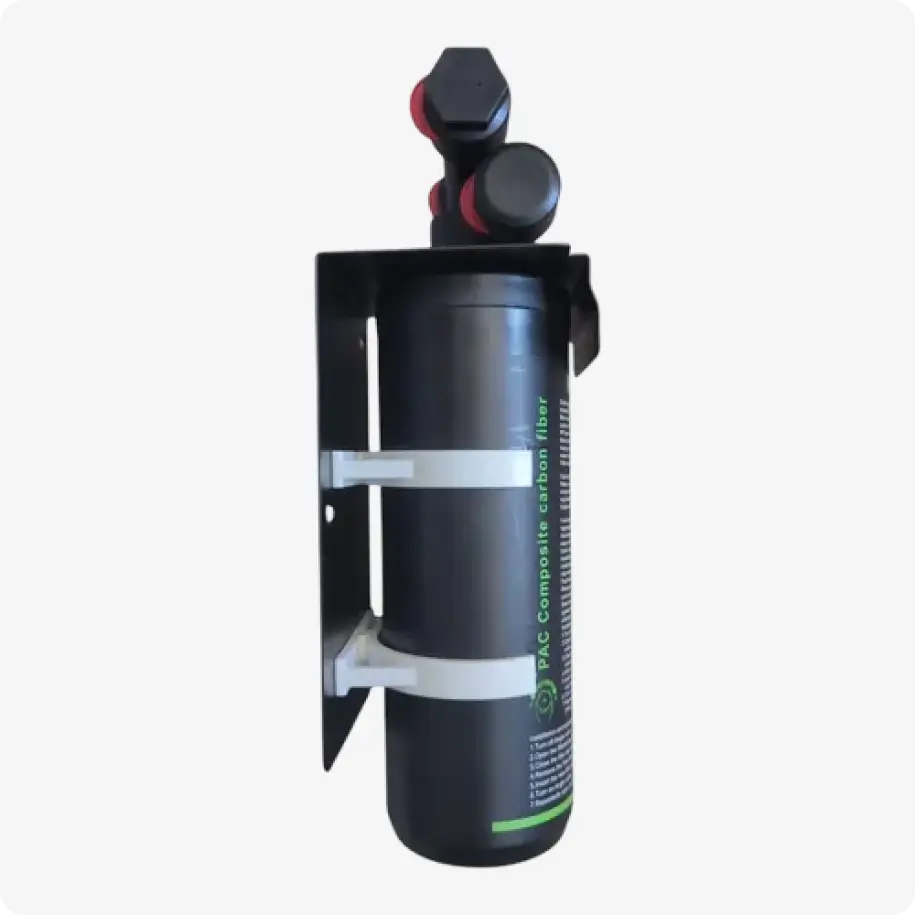 VANKOR Pro Flow 12 — side view with wall mounting bracket and PAC composite carbon fibre cartridge

