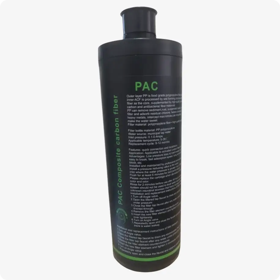 VANKOR Pro Flow 12 — PAC composite carbon fibre cartridge close-up showing filtration specifications